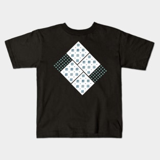 Shapes on the grid. A trendy geometric pattern of diamonds and dots in grey, green, black and white. A beautiful contemporary design, perfect for home decor, t-shirts and more. Kids T-Shirt